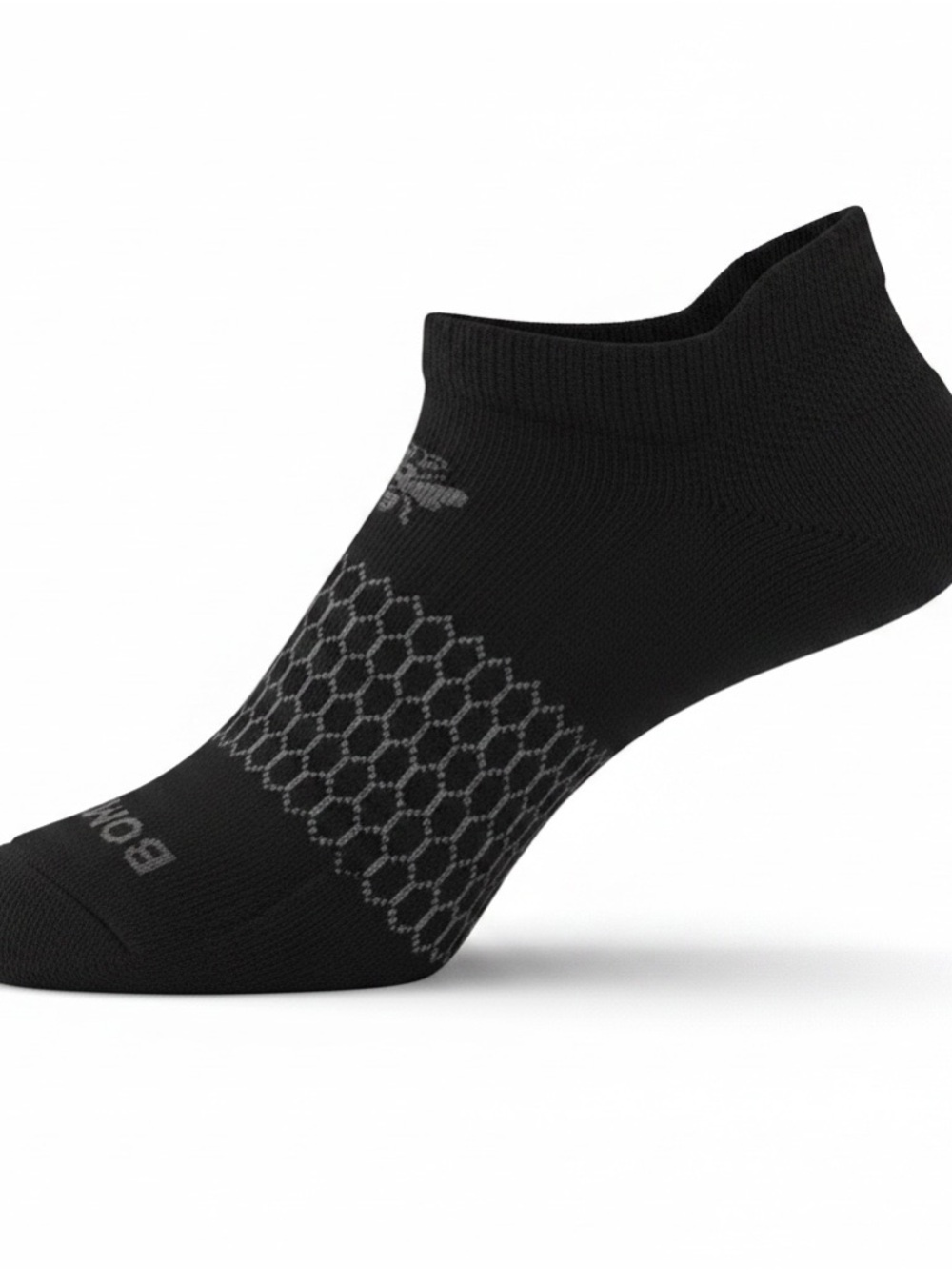 Bombas Black Low-Cut Ankle Socks with Gray Honeycomb Detail
